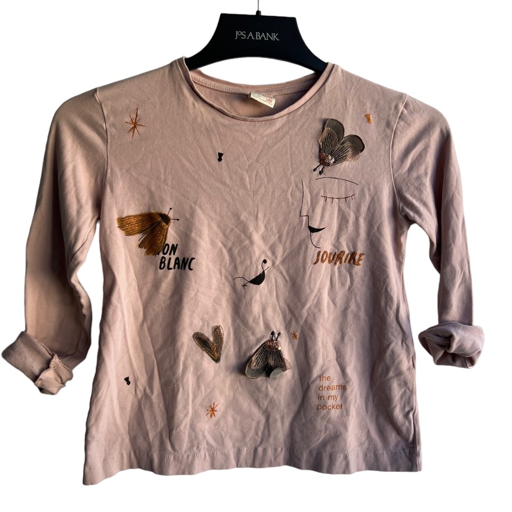 Zara Girls Collection Dusty Pink Long Sleeve Tee Size 11/12